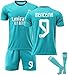 Real Madrid Benzema Jersey No.9 Camisetas y Pantalones Cortos de Entrenamiento Deportivo for niños/Adultos, Camiseta de fútbol con Calcetines (Color : H, Tamaño : Kid26)