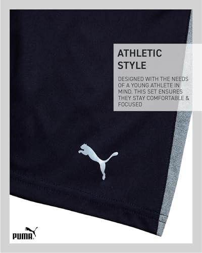 PUMA Conjunto de shorts esportivos para meninos - 2 peças de camiseta de ajuste seco e shorts de gin