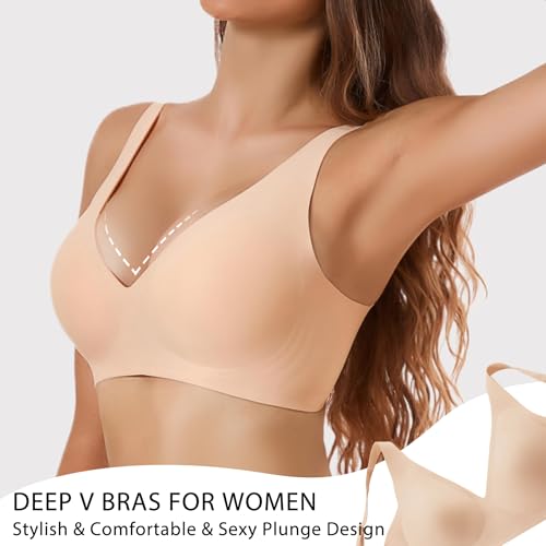 Gailife Deep V Bras for Women No Underwire Wireless Push Up Bra Seamless Plunge Bralette Comfort Supportive Bra Full Coverage3