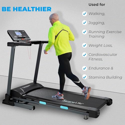 Image of SereneLife SereneLife Folding Treadmill Exercise Running Machine - Electric Motorized Running Exercise Equipment for Apartment Home /Office Jogging Compact Folding Easy Assembly