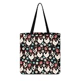 KUIFORTI Bolsas de compras reutilizables para mujer, plegables, resistentes, grandes, de lona, para gimnasio, Estampado de pollo bohemio, Talla única