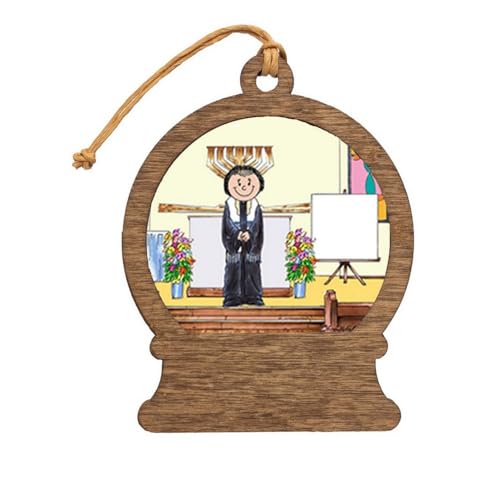 PrintedPerfection.com Personalized Rabbi - Female Wooden Snow Globe Shaped Christmas Ornament