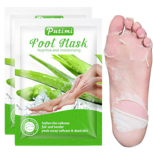 LQIOACU 2 Paia Maschera Piedi Esfoliante Aloe ver, Maschera Esfoliante Piedi, Maschera Peeling Piedi, Rimozione Della Pelle Morta e Calli, Maschera per Piedi Efficace Cura dei Piedi i Scrub Piedi