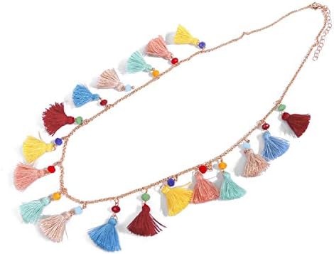 LOXASUM Long Necklace Bohemian Multi-colored Tassel Elegant Jewelry Choker Adjustable for Women Girls Ladies Gift for Mother's Day Birthday Christmas Holidays (LIGHT)