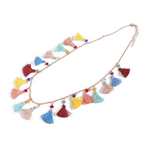 Loxasum Long Necklace Bohemian Multi-Colored Tassel Elegant Jewelry Choker Adjustable For Women Girls Ladies Gift For Mother's Day Birthday Christmas Holidays (Light) #TOP2