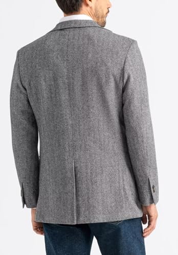 Men's V-Neck Tweed Blend Blazer Vintage Slim Fit Herringbone Sports Jacket with Pockets2