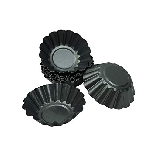 Proshopping 12 Packs Egg Tart Pan, Non-stick Carbon Steel Egg Tart Molds,Tartlet Tins,Mini Pie Mould, Muffin Cupcake Pudding Baking Cup Maker - for Pies, Chinese Egg Tart, Cakes (Biger Size 3"x 0.9")