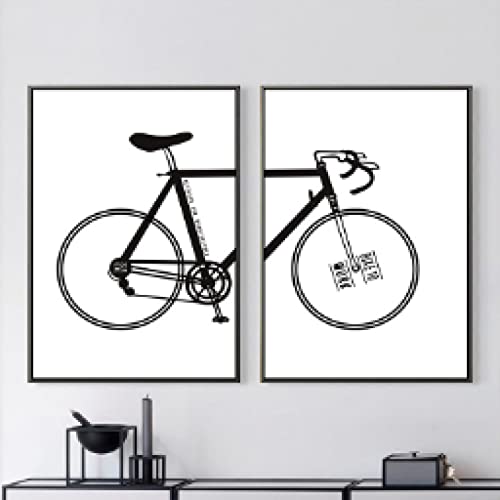 Peinture sur toile vélo vintage noir et blanc 70x100cm pour salon