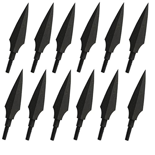 Huntingdoor Traditional Broadheads 12Pcs Hunting Arrow Heads Screw-In Solid Metal Archery Arrow Tips Medieval Arrowhead Old School For Hunting And Target #TOP7