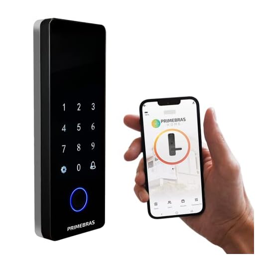 Fechadura Digital Biométrica Primebras Athenas Madeira Tuya