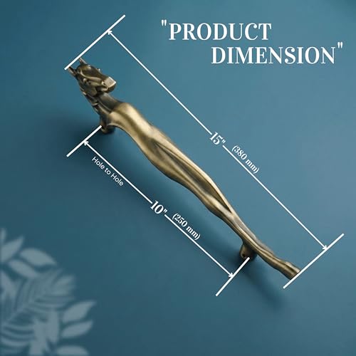 Image of GLOXY Premium Antique 15 inch Horse Shaped Main Door Handle with 10 inch Hole-to-Hole Spacing -Decorative Push & Pull Aluminium Handle for Wooden & Glass Doors - Ideal for Home, Hotel, Villa & Office