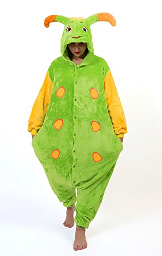 Unisex Caterpillar Onesie Fancy Dress Costume Hoody Pyjama Sleep wear Carnival Costume L(height 170cm-180cm)