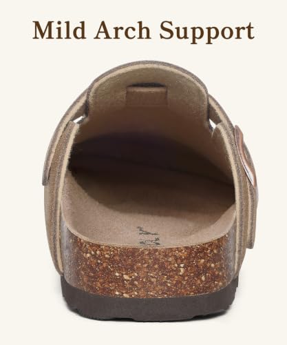 Image of ODOLY Genuine Suede Clogs for Women Men Comfort Cork Footbed Potato Shoes