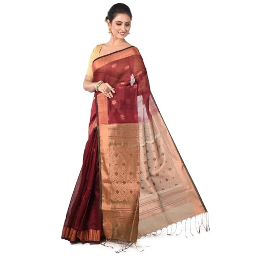 Aishani Collection maroon zari woven silk saree – image 4