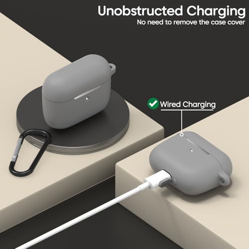 Image of Sounce Soft Silicone Case Cover Compatible with Boat Airdopes 111v2 -Scratch-Resistant Shockproof Protective Skin with Keychain Clip (Grey)