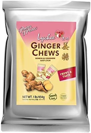 Prince of Peace Ginger Chews with Lychee, 1 lb. – Candied Ginger – Lychee Flavored Candy – Lychee Ginger Chews