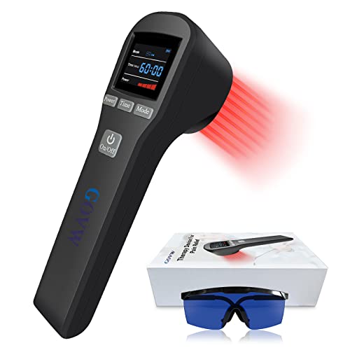 GOVW Red Light Therapy Device for Pain Relief, Cold Light Therapy Device has 4x808nm+16x650nm,Handheld Infrared Light Therapy for Body, Back Pain, Wrist, Cats, Dogs and Pets(Black)