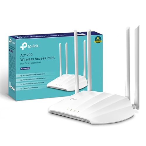 TP-Link TL-WA1201 AC1200Mbps Dual-Band Access Point Supports Passive PoE Gigabit Port for Wired Devices Supports Access Point Range Extender Multi-SSID and Client modes Boosted Coverage