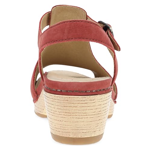 Image of Dansko Laverne Peep-Toe Sandals for Women - T-Strap Design with Stain Resistant Nubuck Leathers
