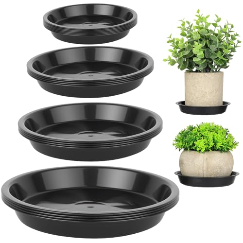 BOJIUKEJI Lot de 18 dessous de pot de fleurs ronds en plastique pour plantes d'intérieur et d'extérieur 12 cm/16 cm/18 cm/22 cm