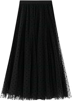 NOFFICIALNOFFICE★韓国★POLKA DOT TULLE LAYERD BELT SKIRT Amazon.com: Women's Black Polka Dot Tulle Skirt Casual