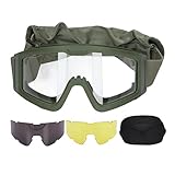 Lylithuif Diseño espesado resistente a la protección de gafas al aire libre desmontables para acampar con ciclo de bicicleta con lente amarilla gris transparente Material TPU UV400 (Marco verde)