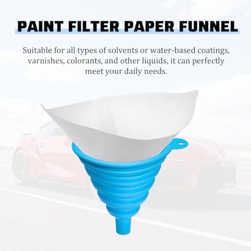 TNAIYH 50PCS Car Paint Strainers, 100 Micron Paper Cone Mixing Cup Funnel Filters with Fine Nylon Mesh, Disposable Paint Strainers for Automotive Spray Gun, Universal for Most Vehicles