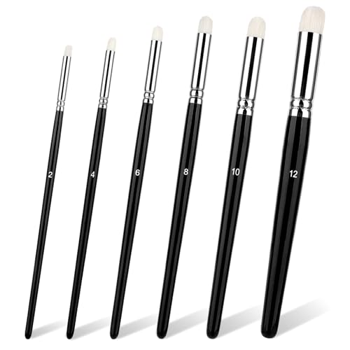 6 Pcs Dry Brush Set, Drybrush Set Round Detail Paint Brush for Model Ceramics Art Painting(2, 4, 6, 8, 10, 12)