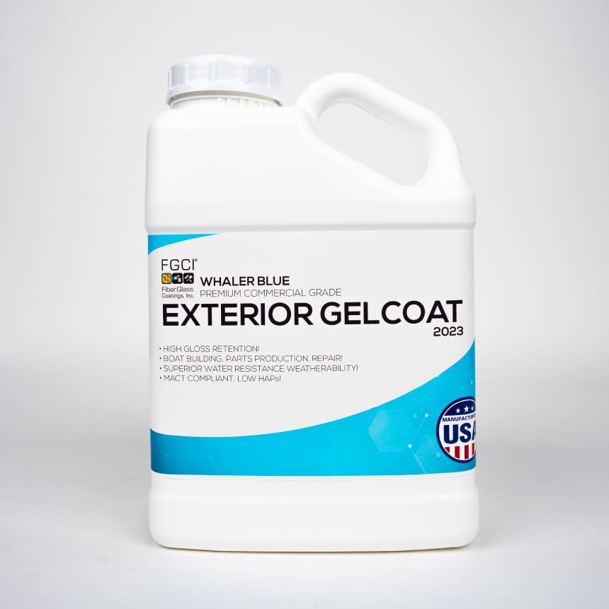 FGCI - 1 Gallon Marine Grade Gel Coat for Boat Building, RV Gel Coat, Restoration, Carbon Fiber Gel Coat, Fiberglass Repair, Patching, and Repair kit (Whaler Blue)