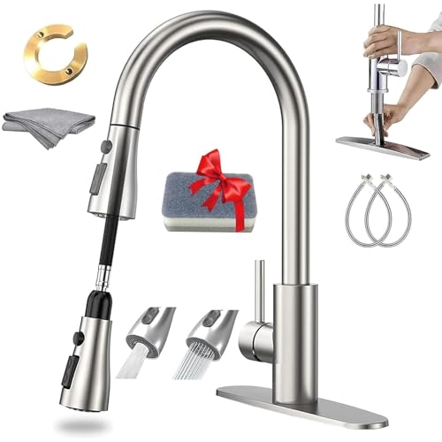 La Mejor Lista de Cubiertos y plato disponible en línea para comprar. 49 Mezcladora para Fregadero Grifo de Cocina - Acero Inoxidable Llaves para Fregadero de Cocina + 1 Cepillo de Limpieza + 1 Paño de Limpieza + Otros, Agua Fría y Caliente, con Placa...