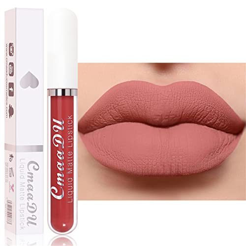 18 Colors Matte Liquid Lipstick, 1Pcs Lip Stain Matte Lipstick Lip Makeup 24 Hour Long Lasting Waterproof Dark Red Matte Lip Gloss Matt Liquid Lippies, Makeup Gift for Women Girl (03#)