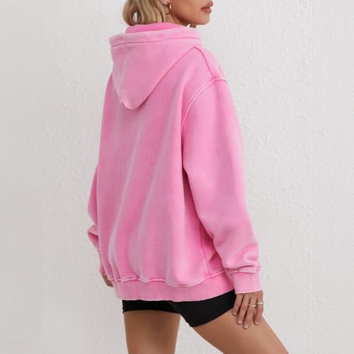 Image of FAIABLE Womens Oversized Acid Wash Hoodie Unisex Heavyweight Cotton Hoodies Fleece Vintage Washed Sweatshirt Women Men