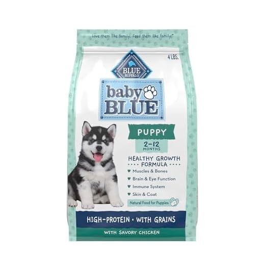 Blue Buffalo Baby Blue Natural Dry Food for Puppies, Healthy Growth Formula with DHA, High-Protein Savory Chicken Recipe, 4-lb. Bag