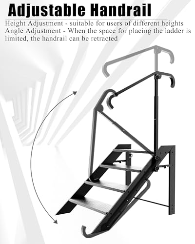 Image of 4 Step Foldable Step Stool,Step Ladder Folding,RV Steps with Height Adjustable Handrail and Non Slip Feets, Hot Tub Steps for Home, Travel Trailer, Camper, Mobile Home, Spa, and Porch