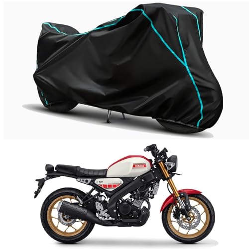 Image of Waterproof Bike Body Cover Compatible for | Yamaha XSR155 | Taffeta Fabric, Sky Piping Design, Bottom Elastic Fit | Dustproof, Sun UV & Rain Protection for All Weather.