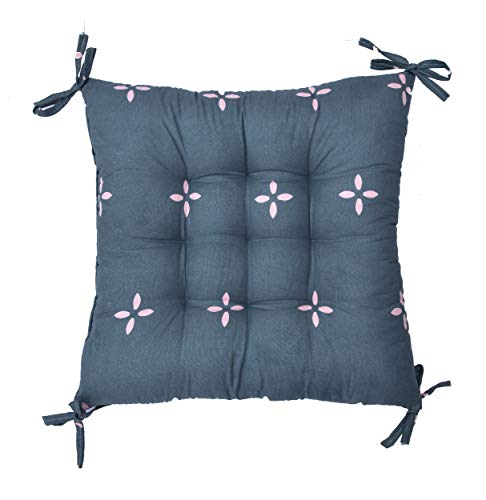 Image of COZY FURNISH Microfiber Cotton Chair Pads with Four Corner Ties 16x16(Inches) 41X41(CM) Square, Pack of 2 | Extra-Comfortable & Soft Seat Cushions | Ergonomic Pillows