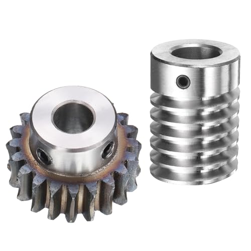 uxcell #45 Steel Worm Gear Set 20T 1.5 Module 20:1 Reduction Rate, Right Rotation Drive Gear Box Wheel Reduce Transmission Part (Gear-10mm Bore 33 mm OD, Rod 15mm Bore)