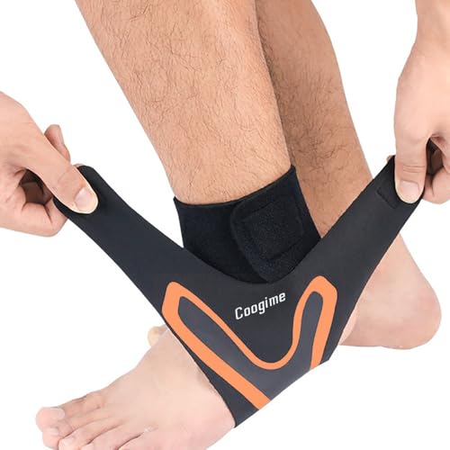 Coogime 2 piezas tobillera, banda de tobillo flexible para futbol, vendaje para fascitis plantar, tobillera transpirable flexible (Orange, XL)