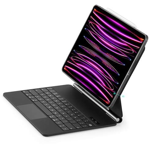 ESR iPad Pro 12.9 Case with Keyboard, Easy-Set Magnetic Stand, Portrait/Raised Modes for iPad iPad Pro 12.9 (2022/2021/2020/2018), Removable Protective Case, Rebound 360 Series, Black