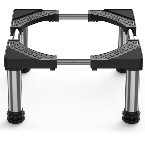 【Qualità Durevole】biella in acciaio inossidabile ispessita (Ø 5 cm); Base realizzata in acciaio inossidabile e ABS, resistente alla corrosione, non ossidante, durevole e facile da installare. La capacità di carico massima è di 300 kg. In ambienti umidi, può ridurre l'umidità per evitare che gli elettrodomestici si arrugginiscano e quindi prolungare la durata degli elettrodomestici