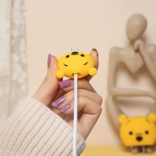 Image of Cartoon 3D Design Protective Case for 18W 20W iPhone 14 13 12 11 Pro Max Fast Charging Cable Adapter Charger, Cute Cartoon Lightning Data Cable Case for iPhone Charger Winnie-The-Pooh