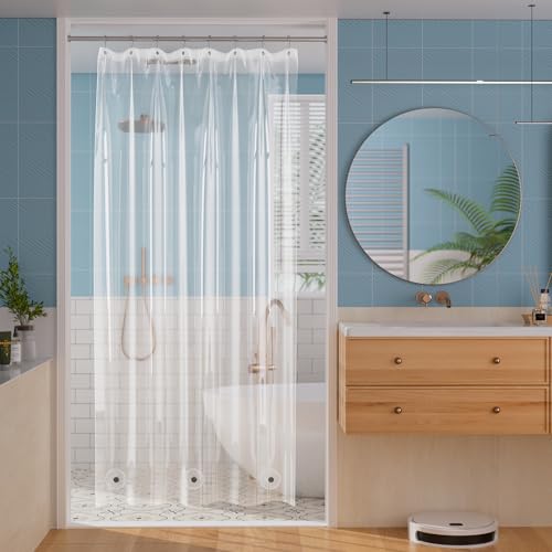 Titanker Stall Shower Curtain Liner 48x72 Clear Lightweight PEVA Shower Curtains for Bathroom Waterproof Single Shower Liner with 2 Magnets and Rustproof Grommet Holes