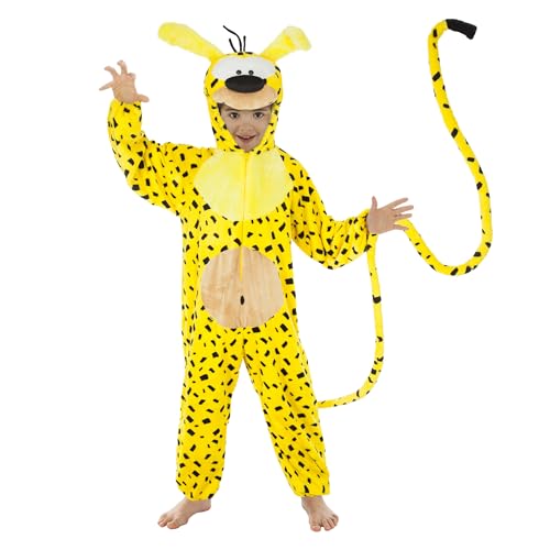 Chaks - Costume Marsupilami pour enfants, combinaison officielle inspirée de la bande dessinée, salopette jaune à capuche pour carnaval et Comic Con