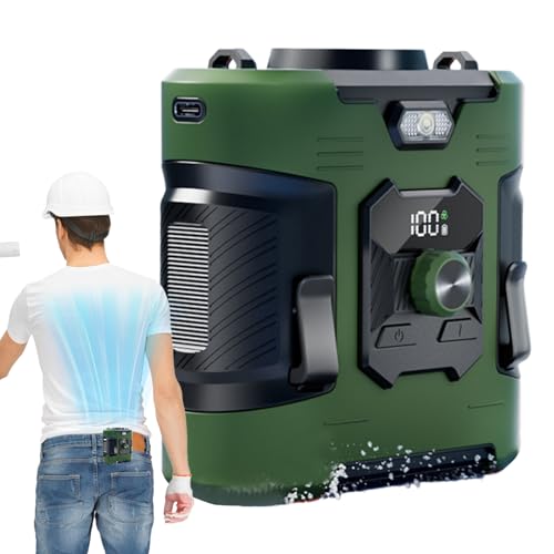 Ventilador de cuello | Ventilador de refrigeración portátil de 100 velocidades | Aire acondicionado personal silencioso con banco de energía integrado y linterna LED | Ideal para camping, viajes al