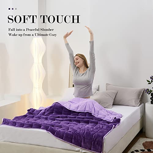 Satwip-Purple-Weighted-Blanket-15-Pounds-Fuzzy-Warm-Flannel-Throw-Blanket-with-Soft-Breathable-Sanded-48-x-72-inches-Purple