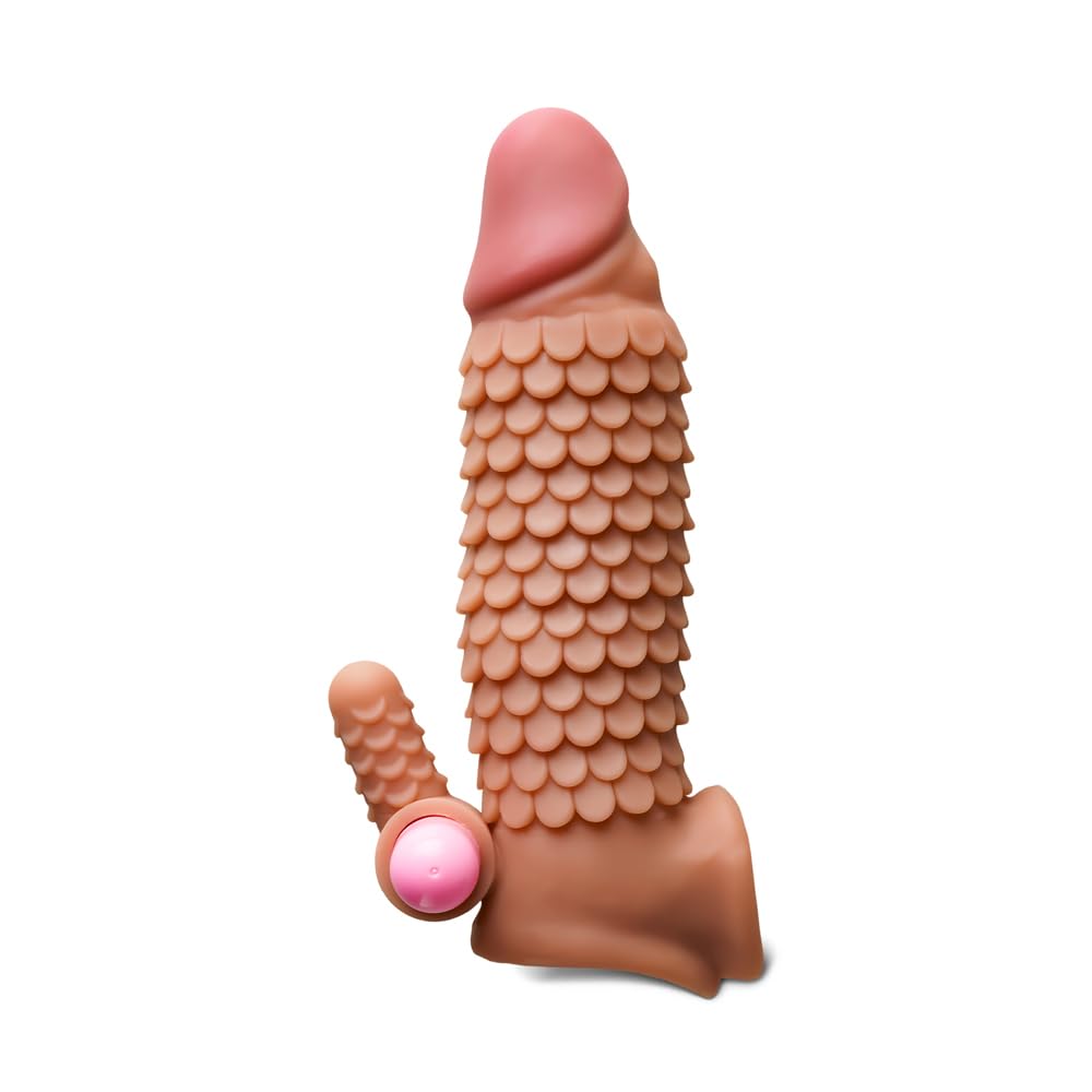 BeHorny Vibrating Penis Sleeve Ribbed Shaft Cock Ring Extra Stimulation & Pleasure, Flesh