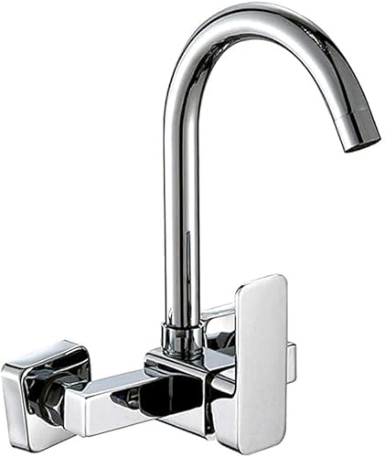 Grifo montado en la pared, chapado en cobre, cromado, grifo, fregadero de cocina, piscina de lavandería, grifo universal, instalación en la pared