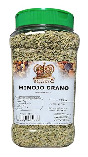 Hinojo 650 gr - Semillas de Hinojo - Producto Natural para Cocina y Remedios Caseros - Semillas Frescas y Aromáticas del Hinojo - El Rey del Fruto Seco
