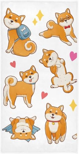 フェイスタオル バスタオル 綿 速乾 薄手 柴犬 いぬ 犬柄 おしゃれ かわいい おもしろ 大判 タオル 部屋干し 柔らかく 肌に優しい 四季通用 家庭用 ホテル 業務用