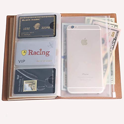 Image of PURESTORY PU Leather Notebook Journal Diary,Travel Journal with 12 Card Slots and 1 Zipper Pocket,Perfect for Travelers,8x5'',2 Replaceable Plain and Lined Notebook - Brown